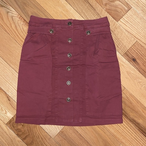 NWT Anthropologie brand AMADI Jupe Button Front Terra Cotta Mini Skirt size M - Picture 3 of 11